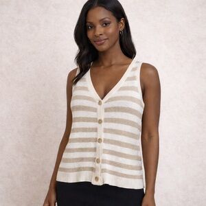 LOFT Striped Knit Sweater Vest – Women’s Size Large